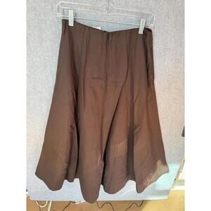 Madewell Paneled Midi Skirt in Cotton-Blend Twill Dark Carob Brown Size 4 NWT